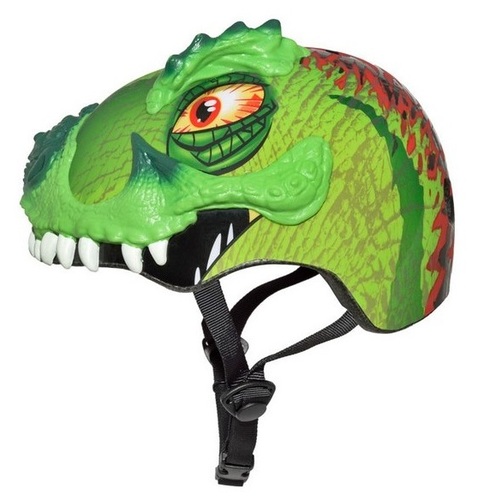 קסדת ילדים בעיצוב 3D עם פתחי אוורור לגיל 5+ - T-REX ירוק