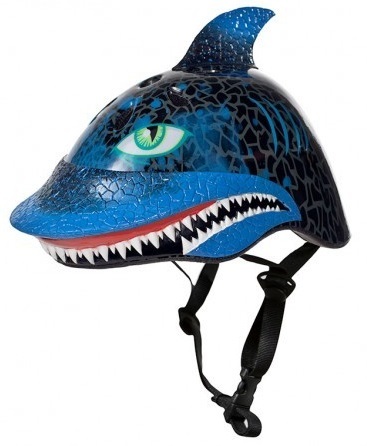 קסדת ילדים בעיצוב 3D עם פתחי אוורור לגיל 5+ - כריש כחול/שחור