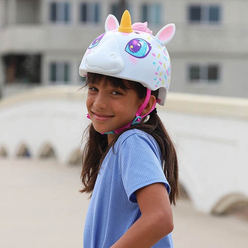 קסדת ילדים בעיצוב 3D עם פתחי אוורור לגיל 5+ - חד קרן לבן