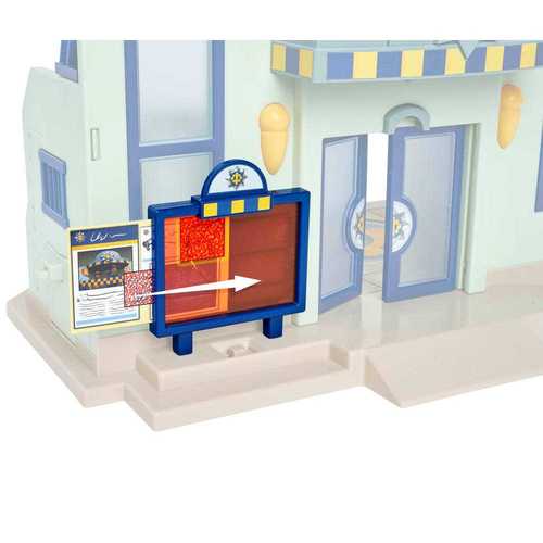 תחנת משטרה אלקטרונית עם אורות, צלילים ותותח רשת, כולל דמות של סמי הכבאי ואביזרים 