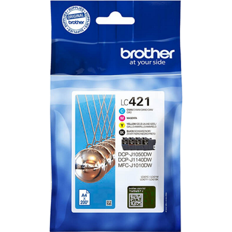 סט 4 ראשי דיו מקוריים Brother LC421