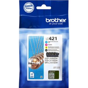 סט 4 ראשי דיו מקוריים Brother LC421
