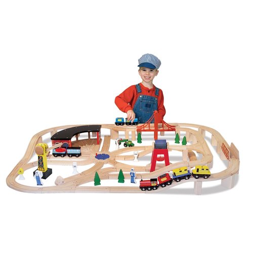 ערכת רכבת ענקית מעץ 130 חלקים
