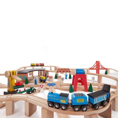 ערכת רכבת ענקית מעץ 130 חלקים