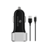 מטען לרכב + MIRACASE MCC340N MICRO USB שחור-כסוף