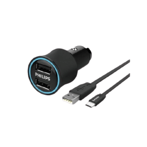 מטען לרכב PHILIPS 3.1A 2USB + כבל Micro USB