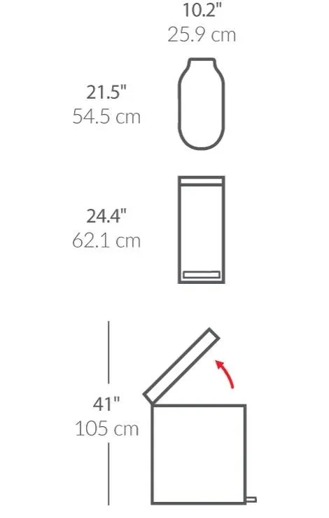 פח דוושה צר, לבן 45 ל' סימפליומן | Simplehuman 