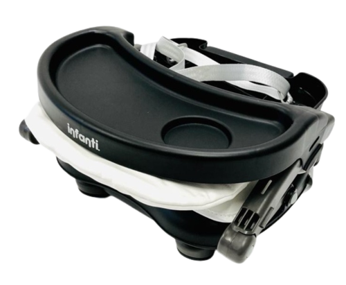 מושב הגבהה לתינוק גוסטו מתקפל עם מגש וריפוד שליף ורחיץ - שחור/לבן