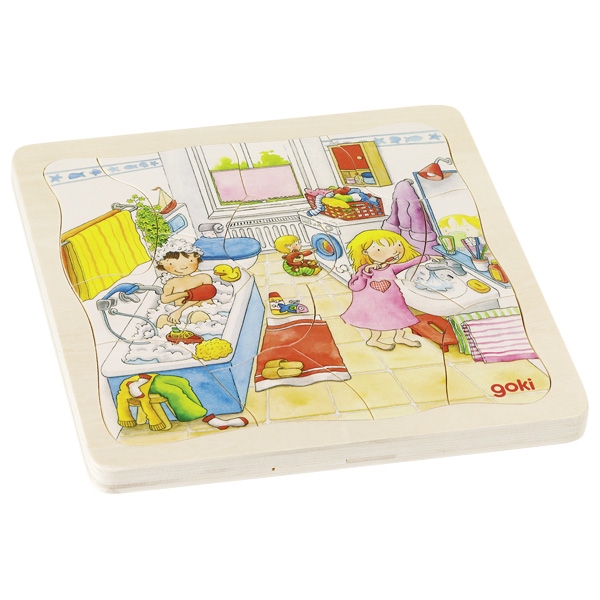 צעצועי עץ -GOKI- פאזל שכבות יום בחיי 57566