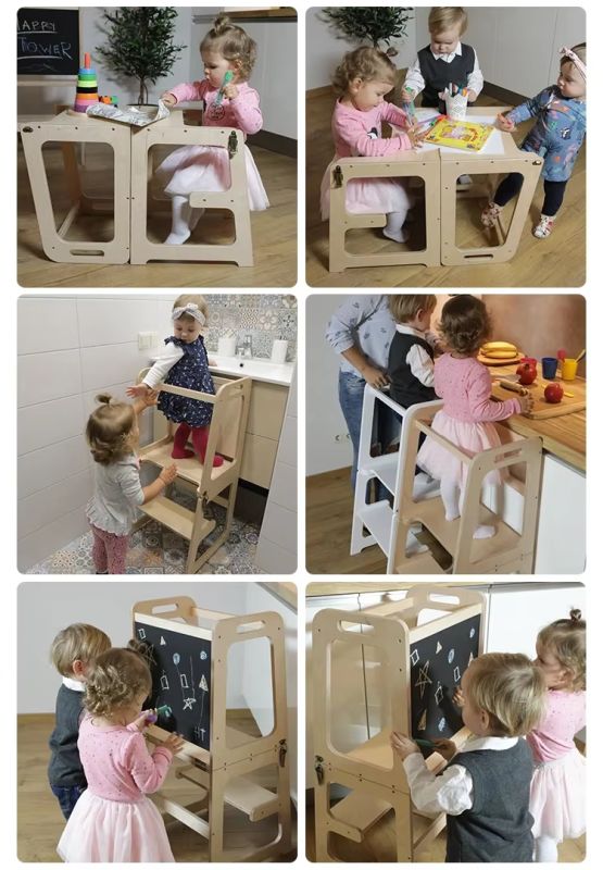 מגדל למידה לזאטוטים נהפך לשולחן וכיסא M1008