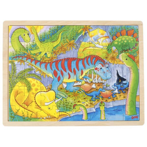 צעצועי עץ פאזל דינוזאורים GOKI 57724