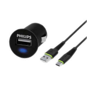 מטען רכב קומפקטי PHILIPS 2.1A + כבל Type C