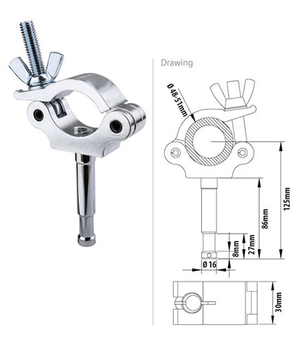  kupo KCP-826 חבק למוט בקוטר 16 מ״מ   SLIM TYPE STUD COUPLER