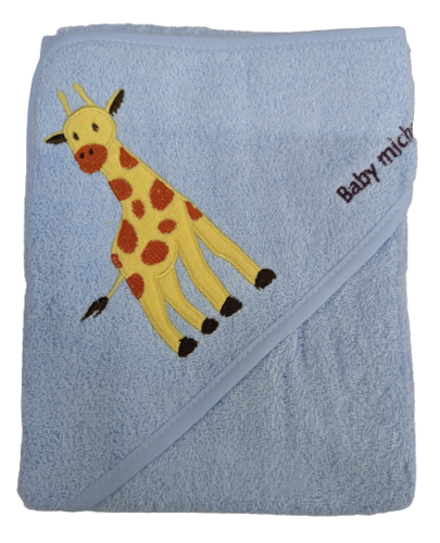 מגבת עם קפוצ'ון רקומה - ג'ירף (מגוון צבעים)