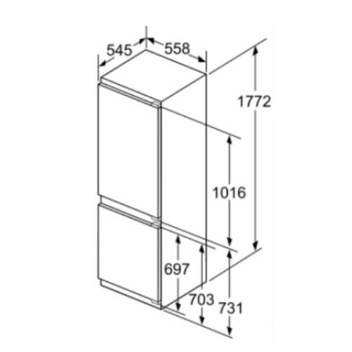מקרר אינטגרלי מקפיא תחתון 221 ליטר Siemens KI86FPDD0 iQ700
