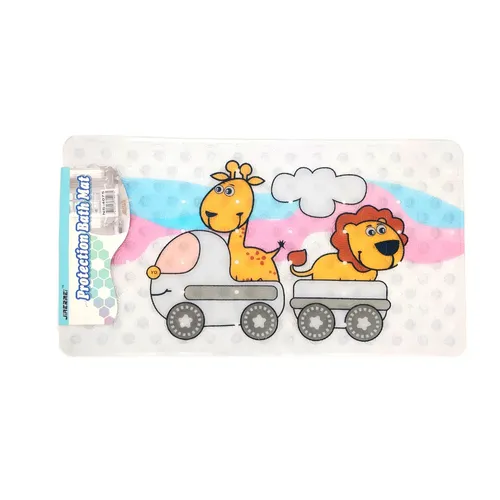 שטיח אמבטיה נגד החלקה ואקום שקוף דגם מלך החיות מתוך קולקציית שטיחי בטיחות נגד החלקה לאמבטיה (צילום מורחב) - מתאים לשדרוג מראה האמבטיה בקלות ובמהי