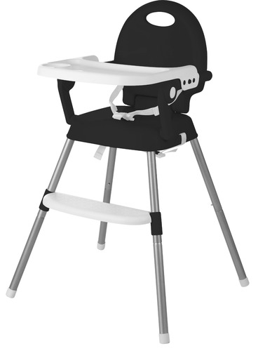 כיסא אוכל רב שלבי 3 ב 1 הופך לבוסטר, 2 מצבי גובה ומגש - שחור