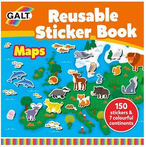 חוברת פעילות ויצירה מפת העולם 150 מדבקות רב פעמיות עם 8 דפי רקע