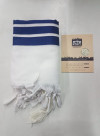 טלית חתנים לבן כחול מידה 70