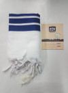 טלית חתנים לבן כחול מידה 60
