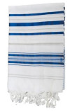 טלית אקרילן לבן כחול מס’ 50 120X170 ס”מ