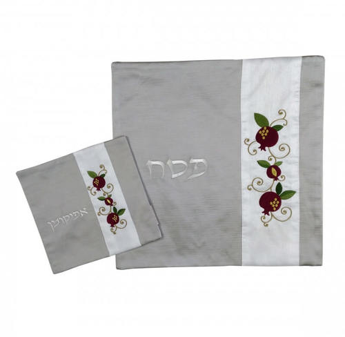 כיסוי למצות רימונים צד אפור