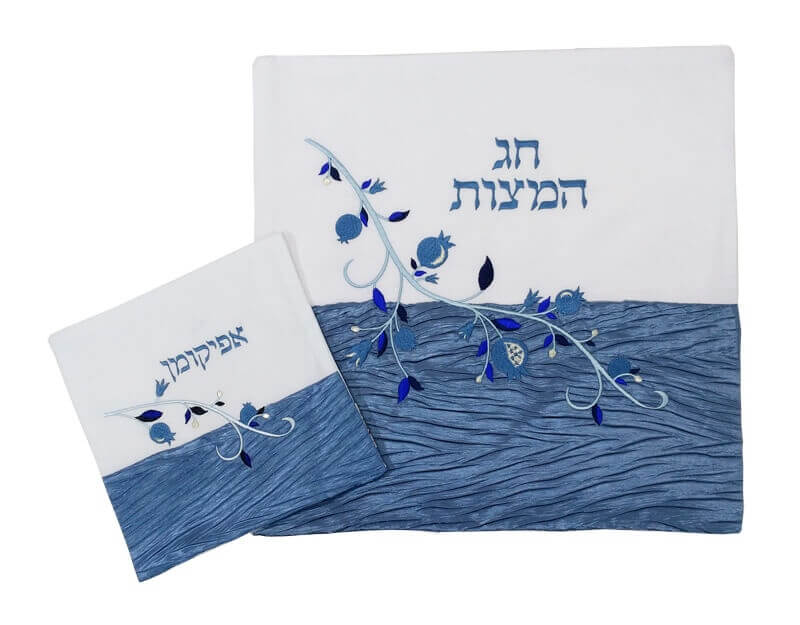 כיסוי למצות רימונים חצוי כחול