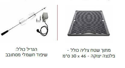 מטבח גינה 6 מבערים + כירה צד כפולה ALL GRILL air system נירוסטה שחורה - מפואר