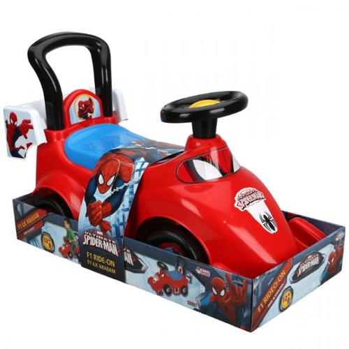 מכונית בימבה פורמולה 1 לילדים עם מערכת היגוי קדמית ותא אחסון מתחת למושב בעיצוב ספיידרמן 