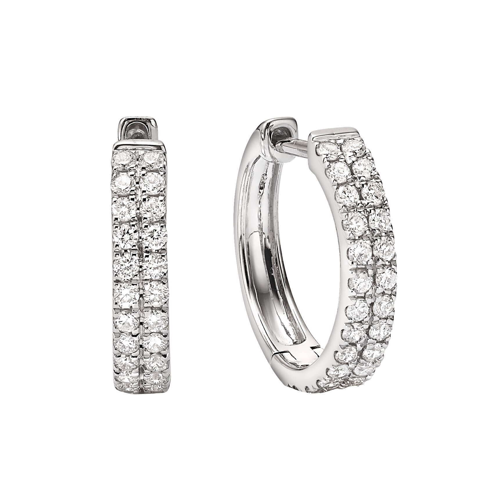 עגילי חישוק יהלומים 0.26ct זהב 14K