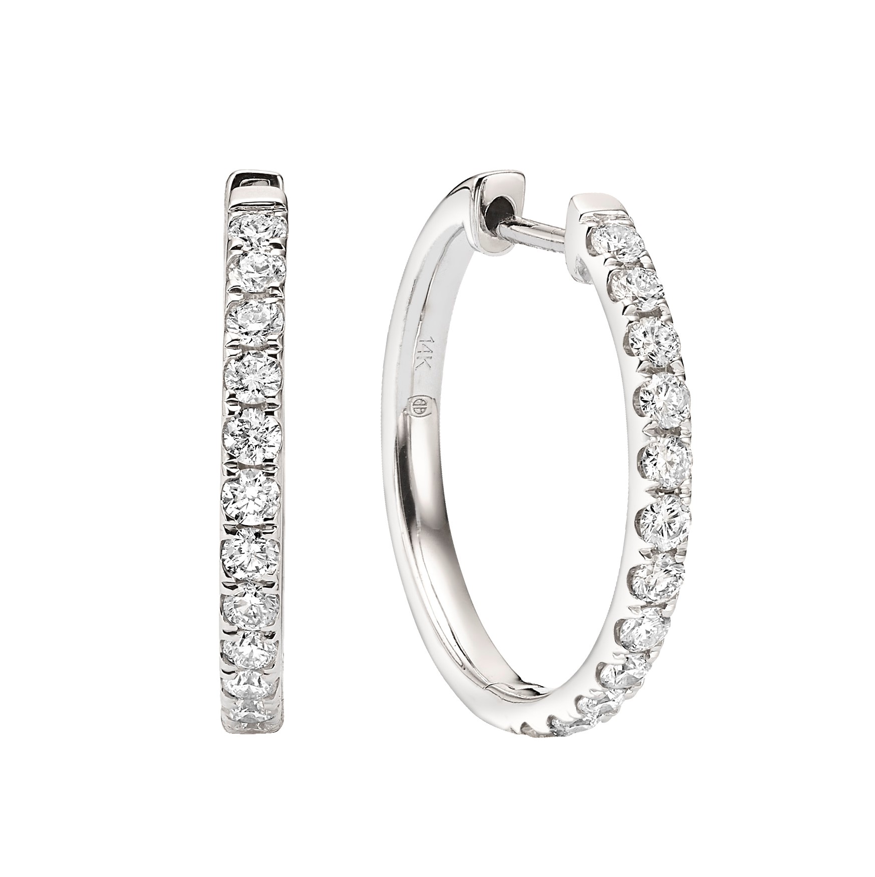 עגילי חישוק יהלומים 1.65ct מזהב 14K