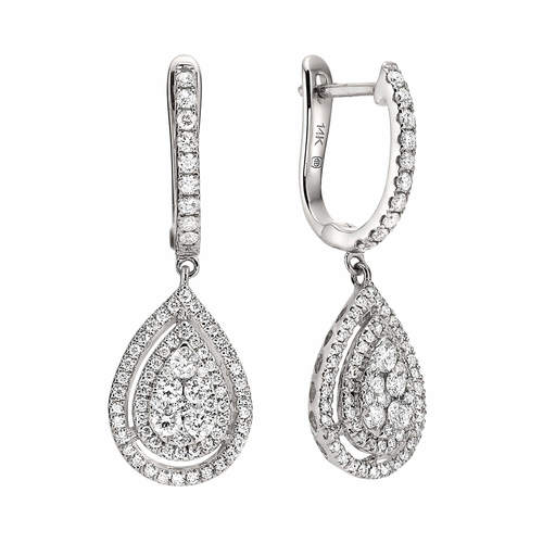 עגילי טיפות יהלומים 0.83ct מזהב 14K
