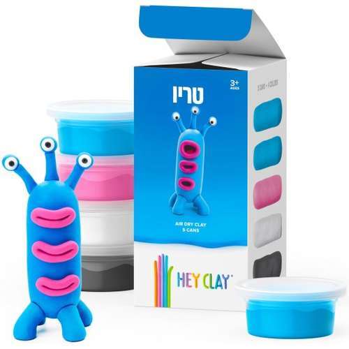 ערכת יצירה קטנה של חימר אוורירי ורך ליצירת דמות טריו מסדרת חיזרים, כולל אפליקציה ייעודית 