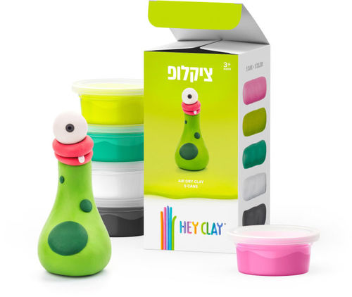 ערכת יצירה קטנה של חימר אוורירי ורך ליצירת דמות ציקלופ מסדרת מפלצות, כולל אפליקציה ייעודית 