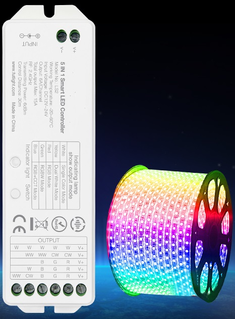 בקר לדים 5 באחד RGB + לבן חם + לבן קר