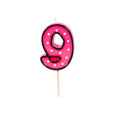 נר על קיסם מספר 9 ורוד