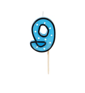 נר על קיסם מספר 9 כחול