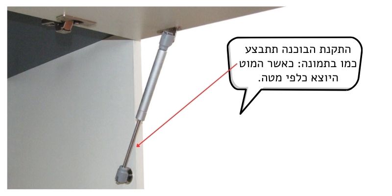 כיוון התקנת בוכנה בארון קלפה &ndash; גוף למעלה, מוט למטה