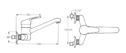 302815 ברז מטבח מהקיר סדרת אוורסט