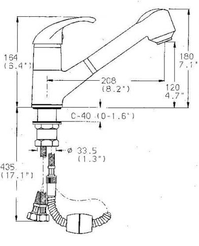 ברז מטבח נשלף חמת סדרת רותם דגם 900161