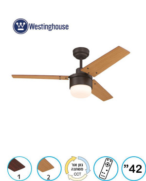 מאוורר תקרה 42" דגם TALIA  כולל שלט+תאורה20W CCT  ברונזה+עץ