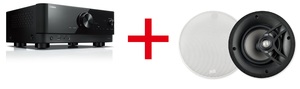סט רמקולים שקועי תקרה מבית POLK AUDIO דגם V60 + רסיבר 5.1 מבית YAMAHA דגם RXV4A
