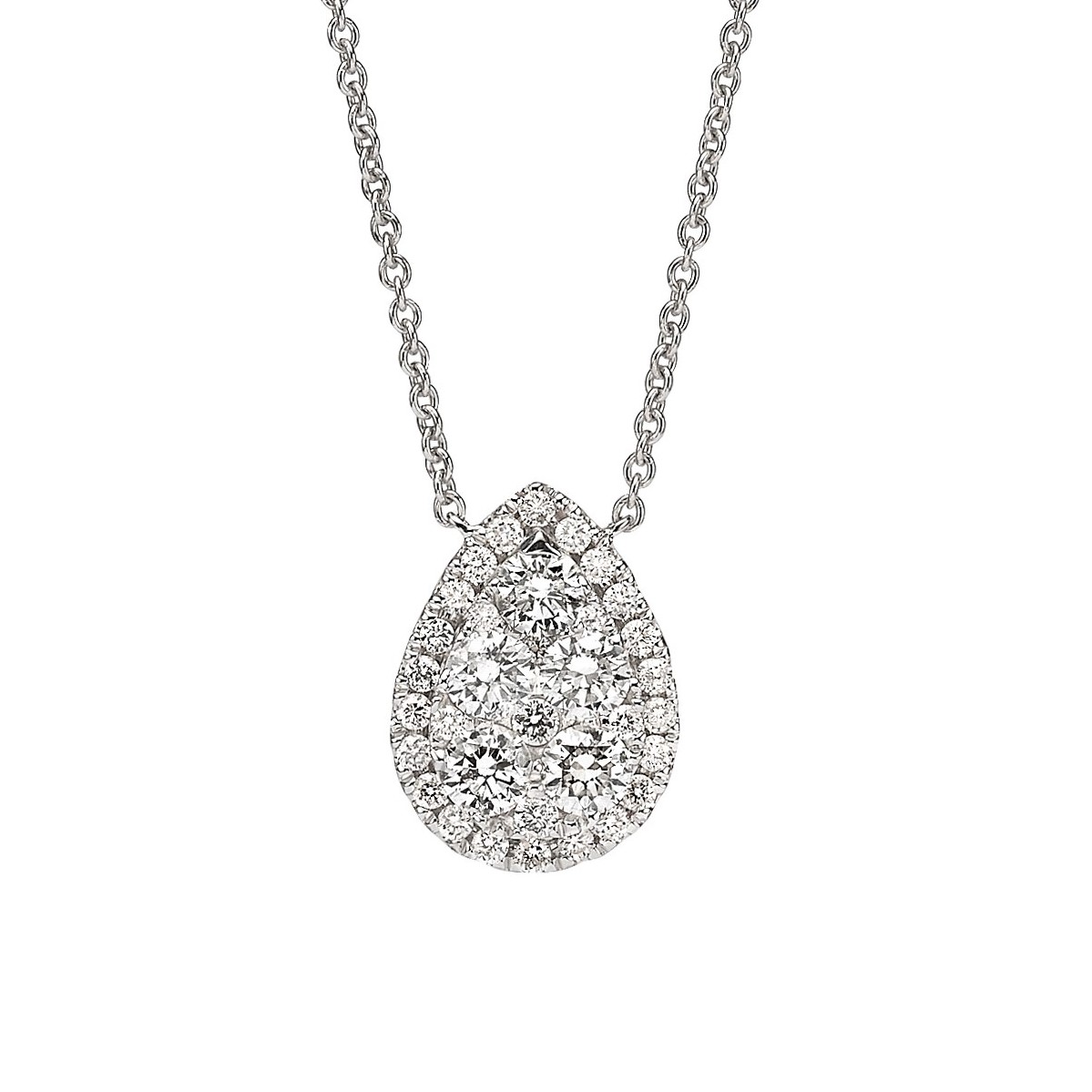 שרשרת ותליון יהלומים בעיצוב טיפה 1.0ct מזהב 14K