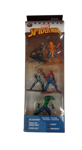 מארז 5 דמויות מתכת מיניאטוריות מסדרת ספיידרמן עם בסיס הצבה