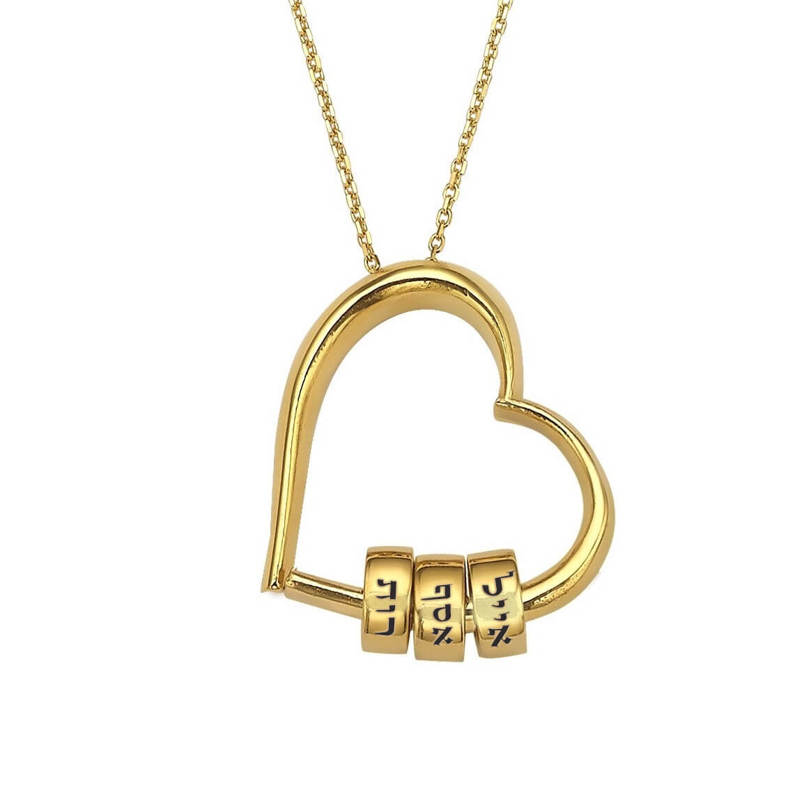 שרשרת ותליון חותם לב מזהב 14K