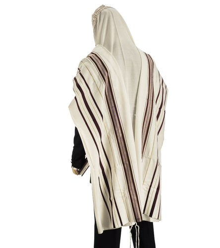 טלית גדול מצמר בצבע בורדו זהב
