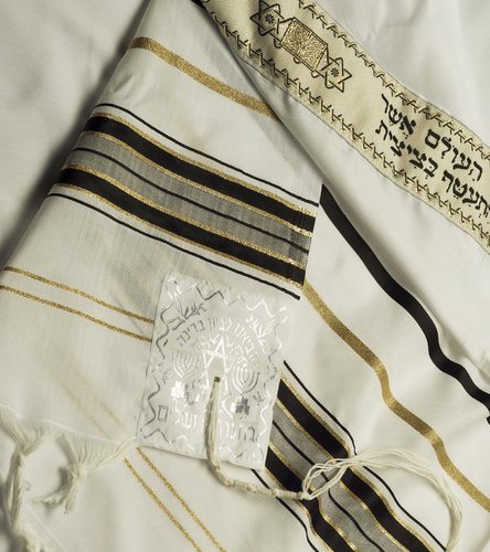 טלית אקרילן שחור זהב