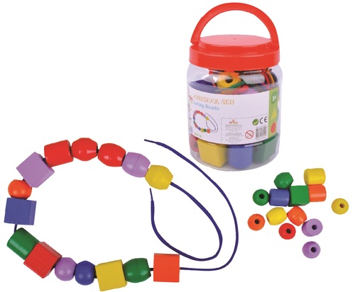 דלי עם חרוזים גדולים להשחלה ולמשחק