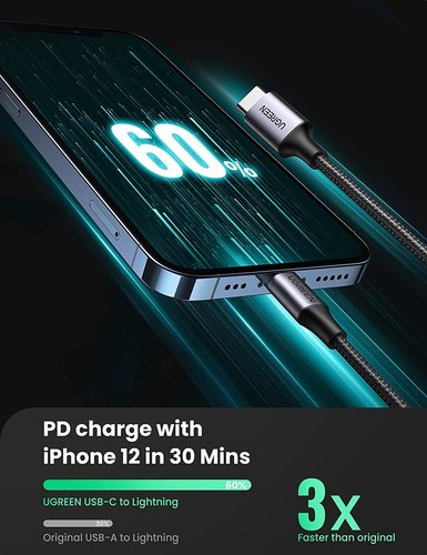 כבל טעינה UGREEN USB C to Lightning 60759 MFI