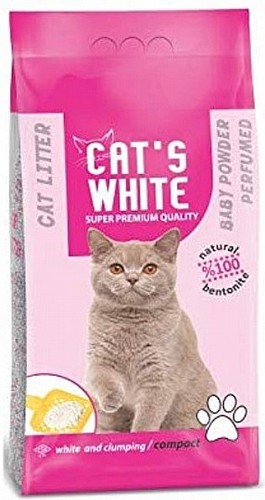 חול מתגבש CATS WHITE טלק 10 ליטר